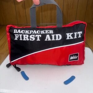 REI Backpacker First Aid Kit Red Black Emergency Medical Supplies Hiking Camping